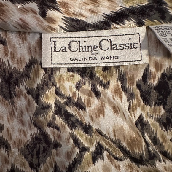 Vintage 1980’s LA CHINE CLASSIC By Galinda Wang Gold Tie Neck Blouse Size 10 - Picture 5 of 7